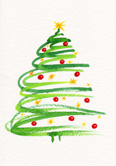 Handgemalter geschmückter Weihnachtsbaum