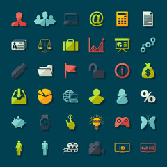 Web icons set, flat icons 2. Vector format.
