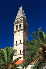 Fototapeta premium old church with a bell tower in Perast, Montenegro