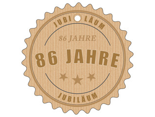 je86 JubiläumsEtikett 86 - vintagedesign - 86 Jahre - g1986