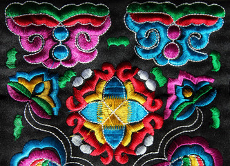 multicolor ethnic hand embroidery pattern