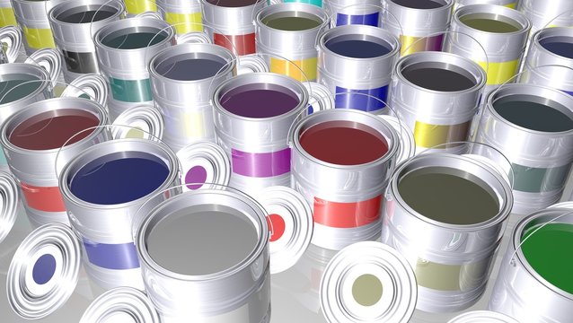 Group of cans color prints
