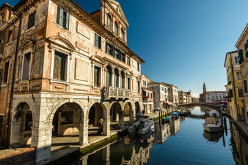 Fototapeta na wymiar Canal at the old town of Chioggia - Italy