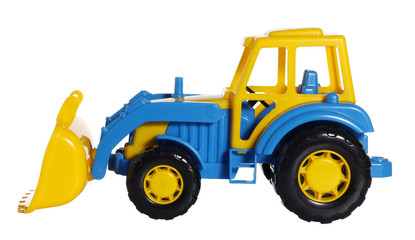 Toy tractor bulldozer side view