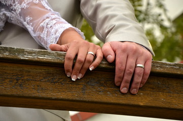 hands decorated with wedding rings