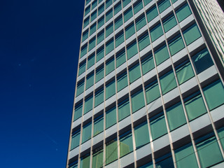 Glass facade of a business building in Frankfurt, Germany