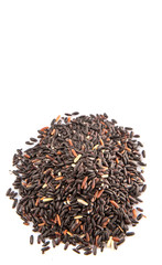 Black glutinous rice over white background