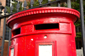 traditional red english letter box.