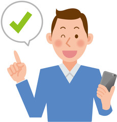 男性　スマホ　チェック