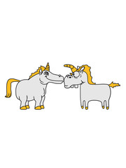 2 lustige verrückte komische comic Einhörner
