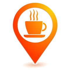 boissons chaudes sur symbole localisation orange