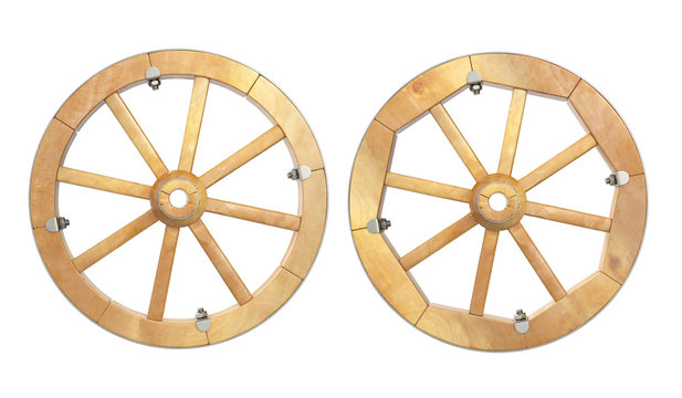 Wooden wheel. 3D isolated