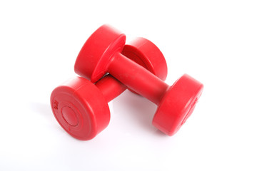 Red dumbbells weight