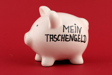 Sparschwein mit Aufschrift "Mein Taschengeld"