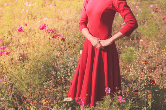 Young woman standing in a meadow