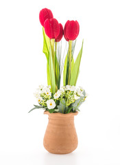 Naklejka na ściany i meble Vase flower isolated on white background