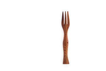 Wooden fork isolated on white background