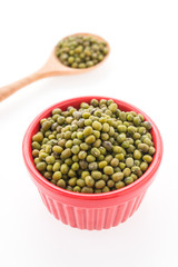 Green mung beans isolated on white background