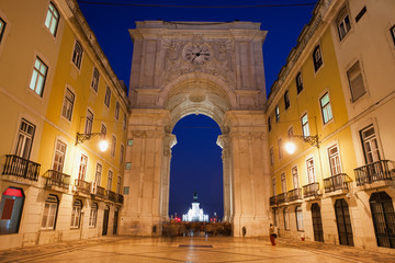 Fototapeta premium Rua Augusta Arch at Night in Lisbon