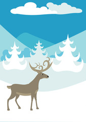 winter landscape with deer