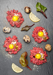 Beef tartare with egg, capers and onions