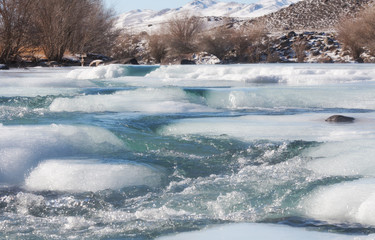 Ice on mountain river