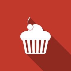 cupcake icon with long shadow