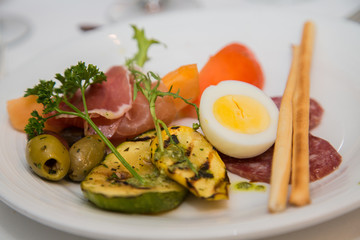 Antipasti Plate with Boiled Egg