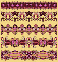 collection of seamless ornamental floral stripes