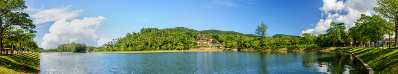 Panoramic view of a lake in Phuket on a sunny day