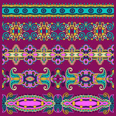 collection of seamless ornamental floral stripes