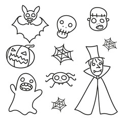 black and white Halloween monsters