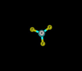 Fluoroform molecule isolated on black