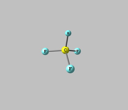 Fluoroform molecule isolated on grey