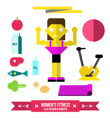 Women's Fitness and nutrition. flat design element. vector