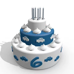 Fotobehang Verjaardag cake voor jongen van zes © emieldelange