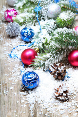 Christmas decorations in the snow