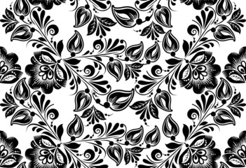 Vector floral background. Russian traditional ornament Hohloma.