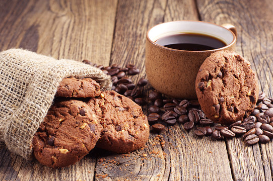 Chocolate cookies and coffee - Powered by Adobe