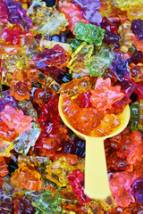 colorful sweet bears gummy closeup