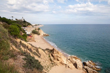 Fototapeta na wymiar Mediterranean sea coast at Callelle city, Catalonia, Spain.
