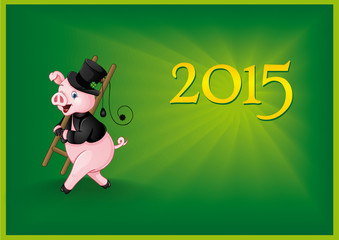 Postkarte Glücksschwein 2015
