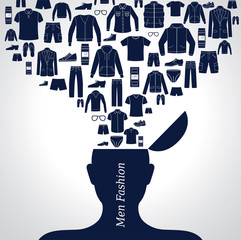 Men's fashion background. Set of Clothing icons.