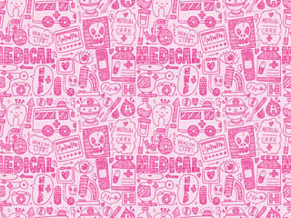 seamless doodle medical pattern