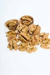 cracked walnut isolated on the white background