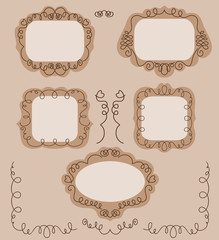 Set of vintage frames with flowers