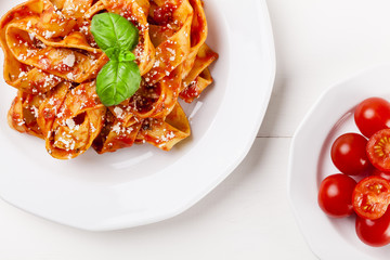 Pasta tagiatelle with tomato