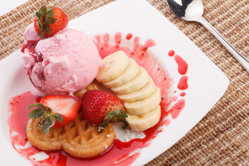 waffle with ice cream
