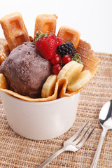 waffle with ice cream