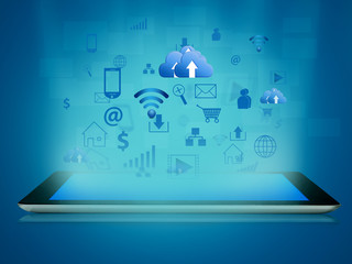 Modern tablet device with application pop up.